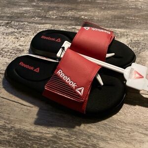 Reebok Red and Black Sandals Size 5